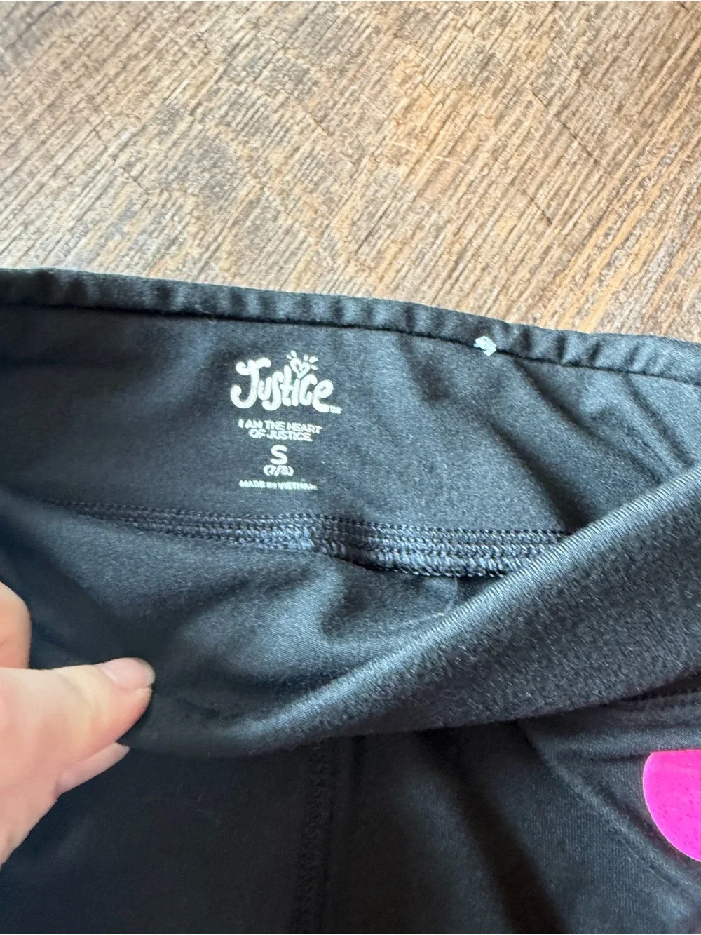 Justice Sport Girls Black Gymnast Leggings Pink Silver Size 7/8